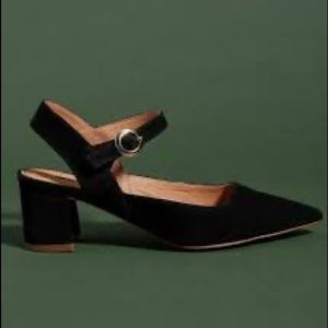Anthropologie Matiko Black Suede Slingback Heels